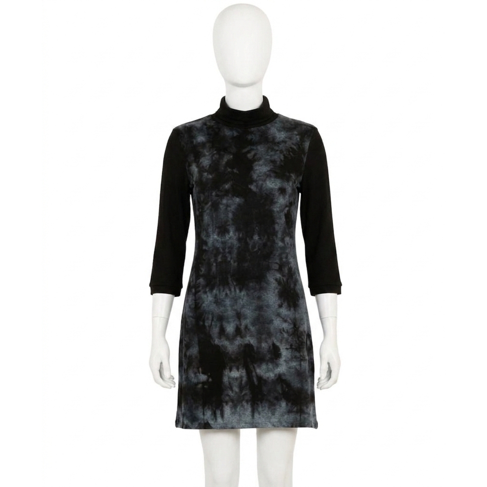 NEW FRENCH KYSS marble wash turtleneck dress in storm